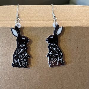 NEW Black Bunny Earrings